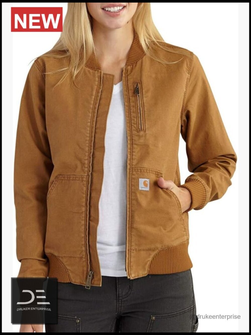 Canvas Bomber Jacket with Rugged Flex Technology, Mesh Lining, Zipper Closure,